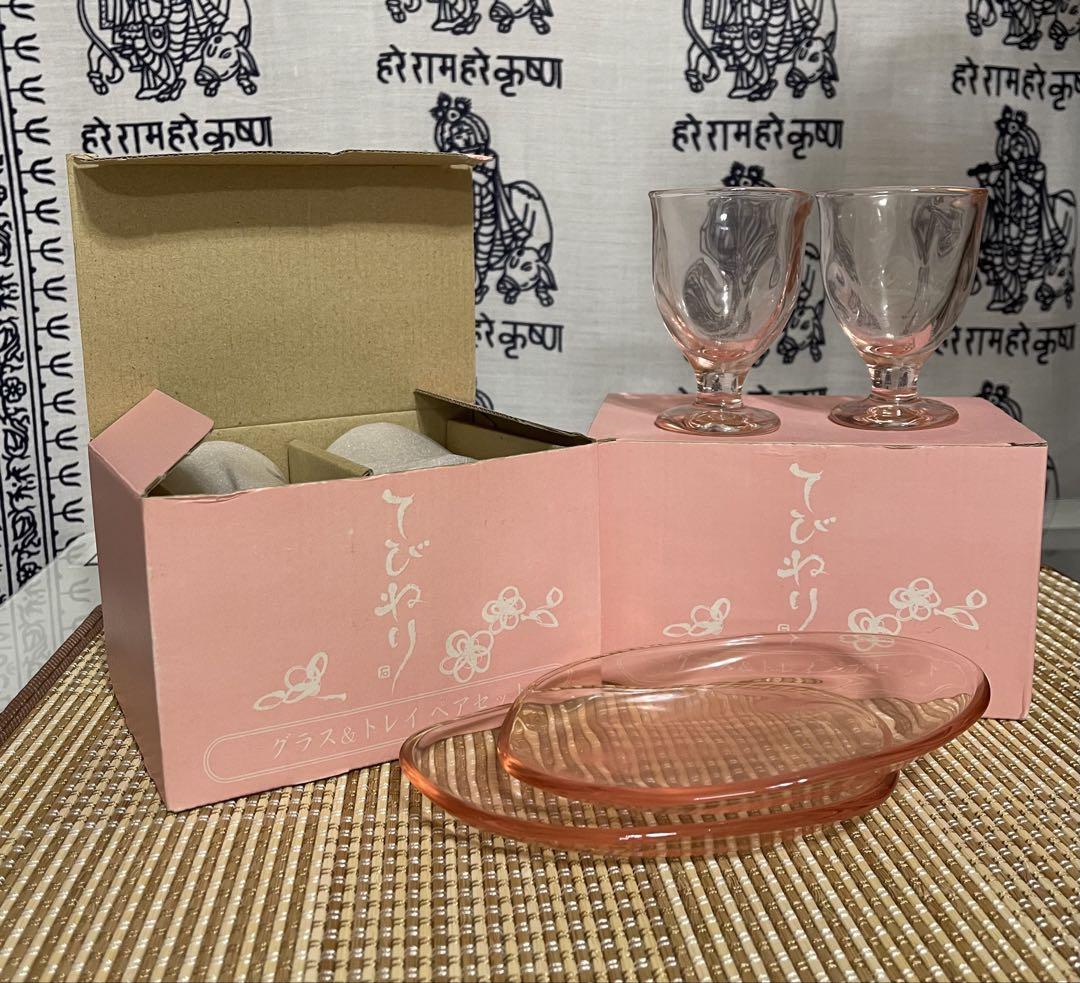 新品未使用　石塚硝子　てびねり　グラスandトレイ　ペアセット　2箱