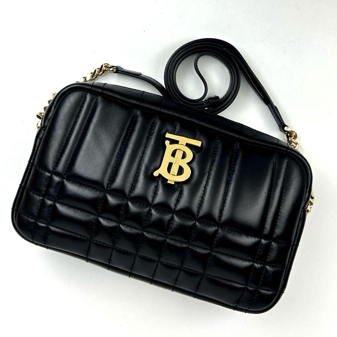 美品○バーバリー ローラ ショルダーバッグ TB チェーン レザー