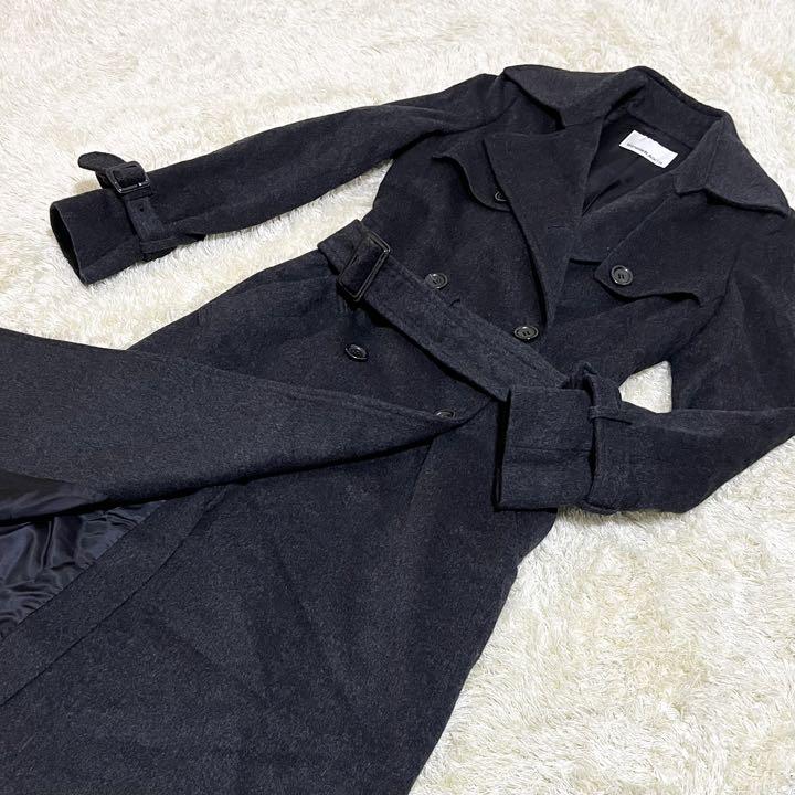 極美品】エムプルミエ ロングコート カシミア混 ベルト グレー 34 A ...
