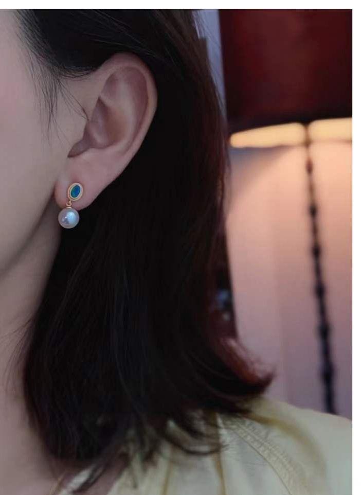 パール❤ 高級 オパール付きピアスk18 PWKJa-m26439878280 天然淡水真珠 ぐため