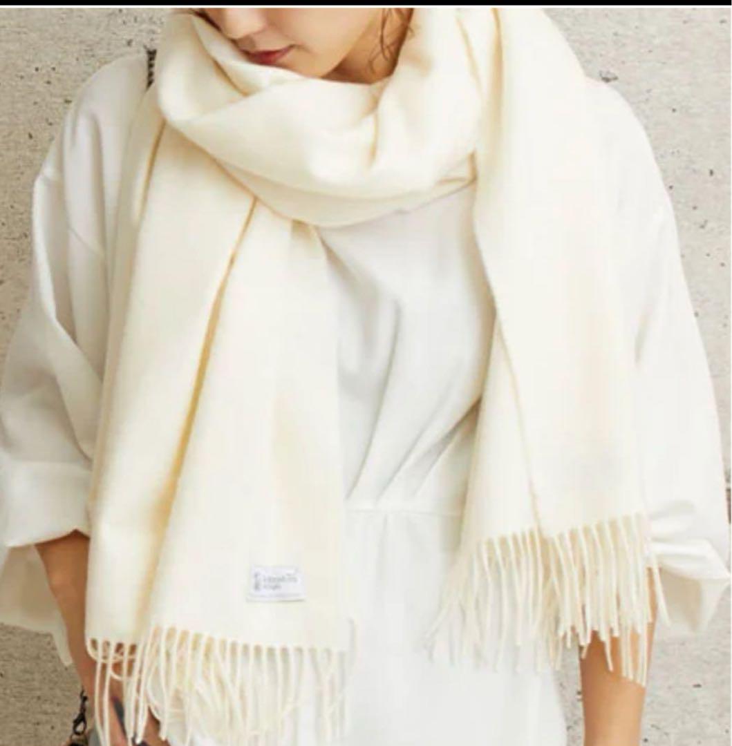 極美品　ジョンストンズ　大判　ストール　カシミヤ　エクリュ　白 極美品 ジョンストンズ 大判 ストール カシミヤ エクリュ 白