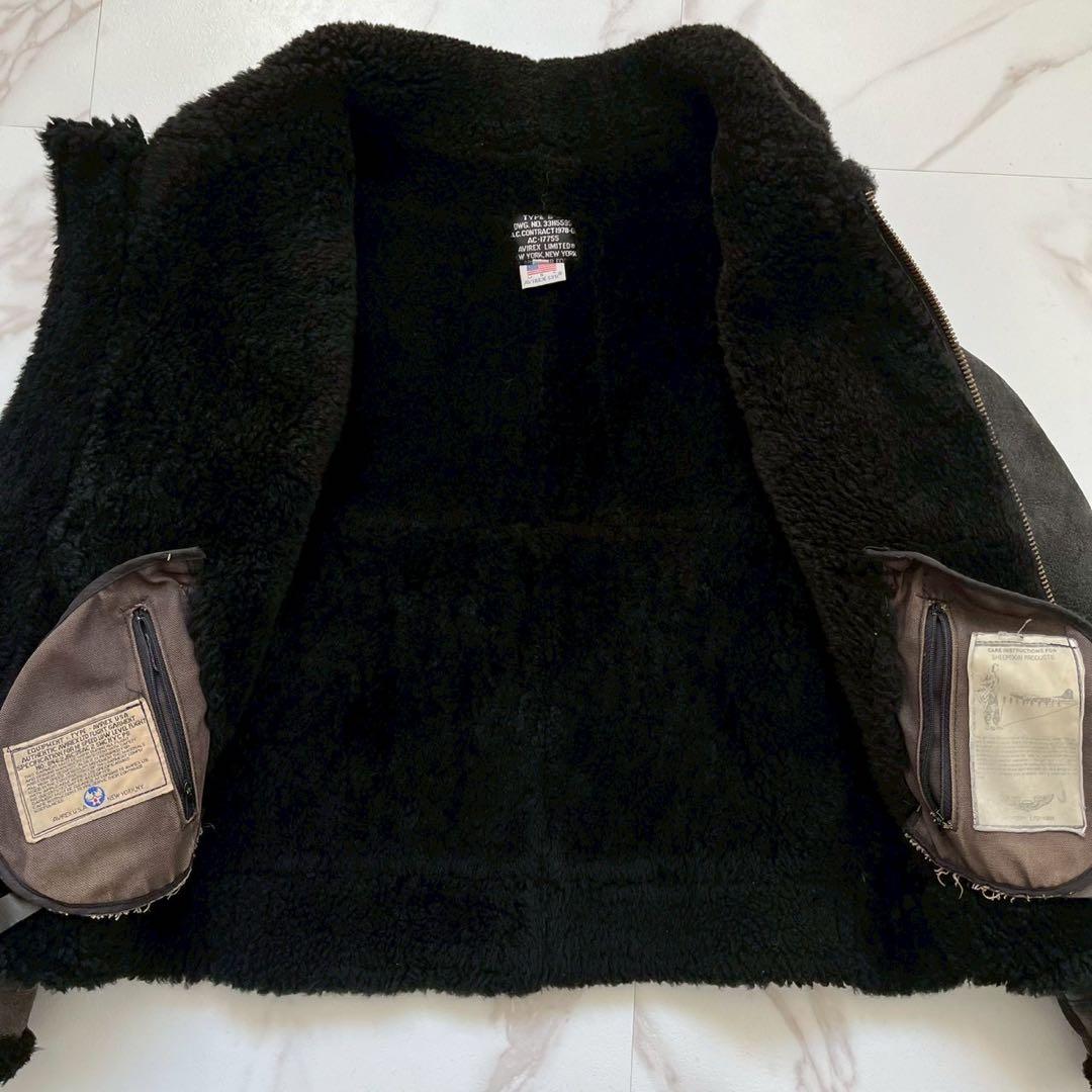 人気◆AVIREX TYPE B-3 フライトジャケット ムートン 36 黒 人気◆AVIREX TYPE B-3 フライトジャケット ムートン 36 黒