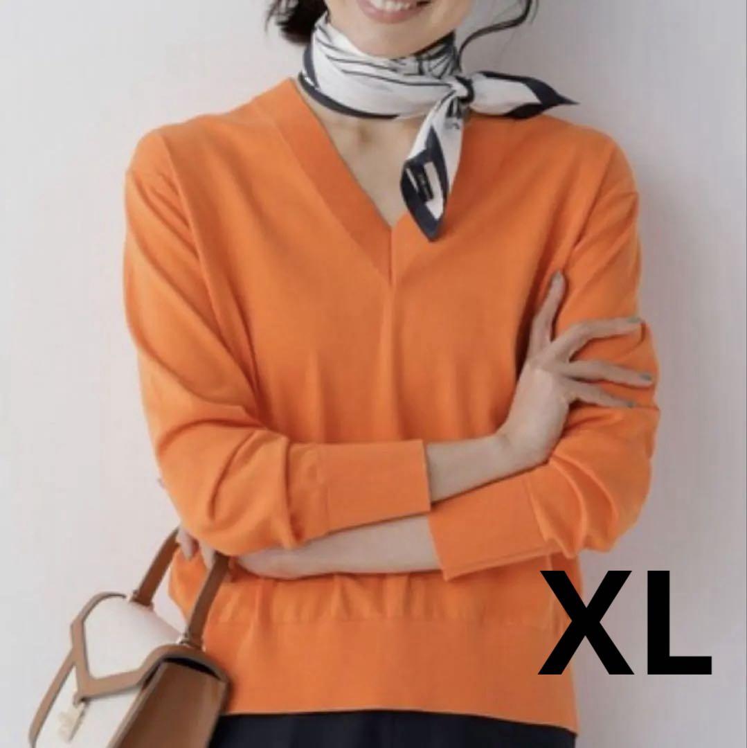 23区 洗える プレミアム コットン Vネック ニット 大きいサイズ XL