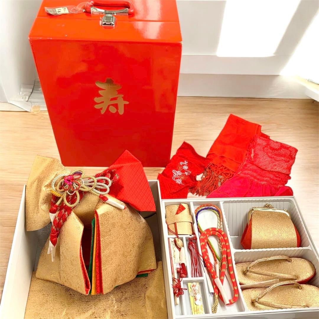 七五三 7歳 和装小物セット 作り帯 帯締め しごき 草履 バッグ ハコセコ目立った傷や汚れなし