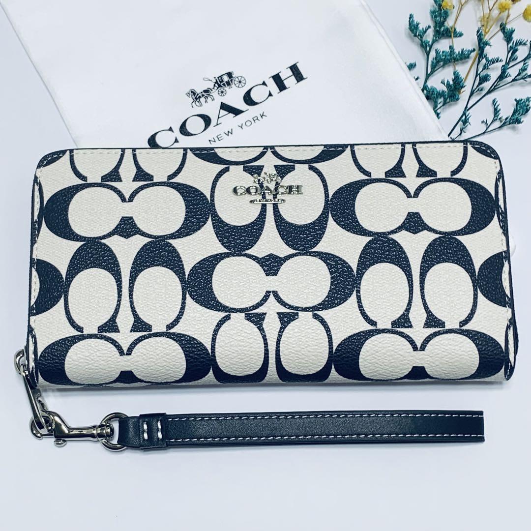 COACH モノグラム 長財布 ホワイト×ブラック