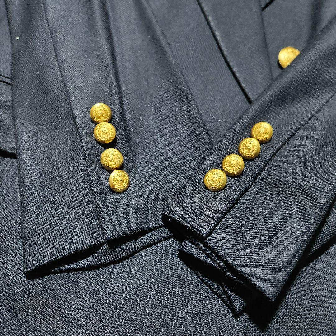 超希少2XL バーバリー 紺ブレ ダブル　金ボタン　カシミヤ　大きいサイズ