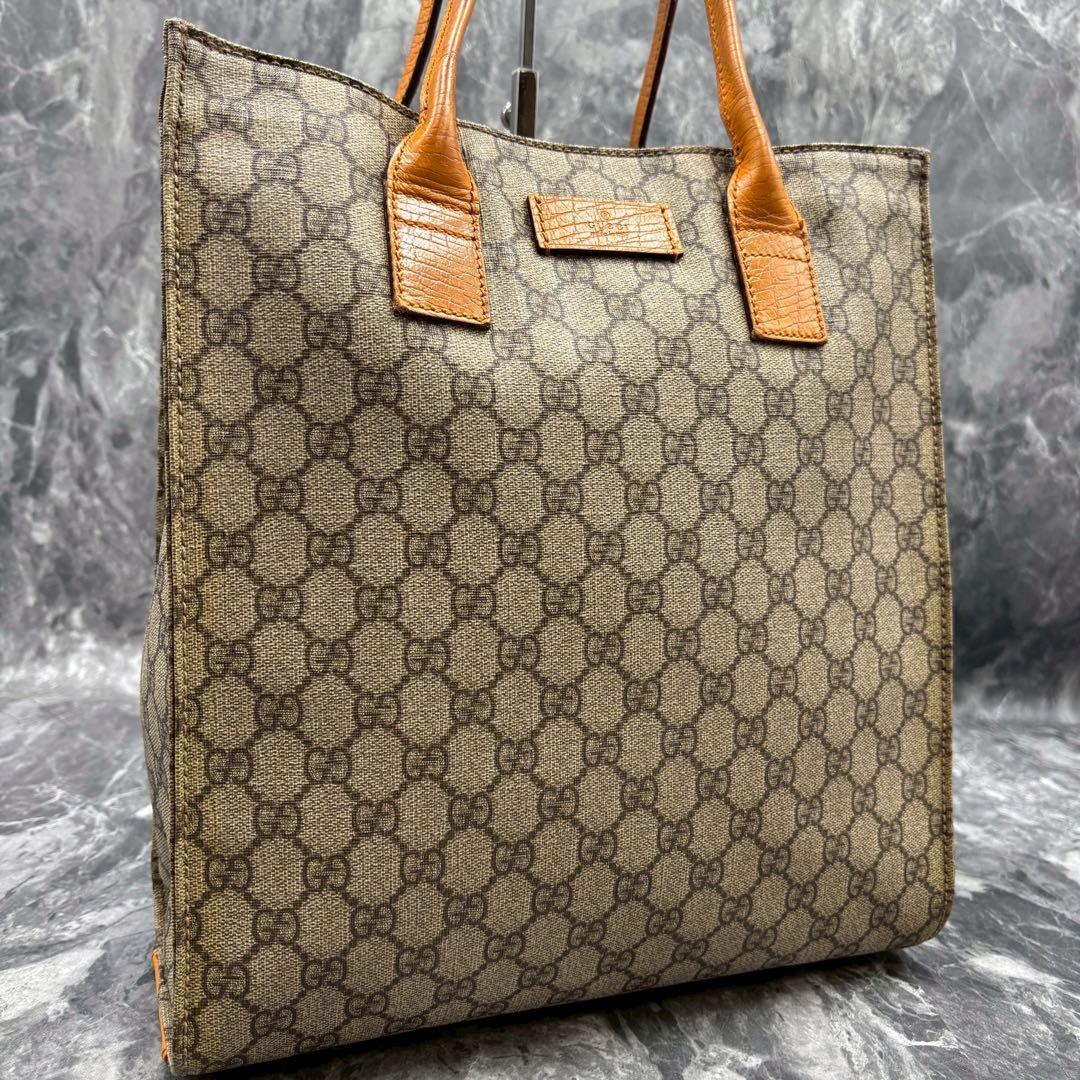 GUCCI GG トートバッグ ショルダー ベージュ オレンジ ロゴ