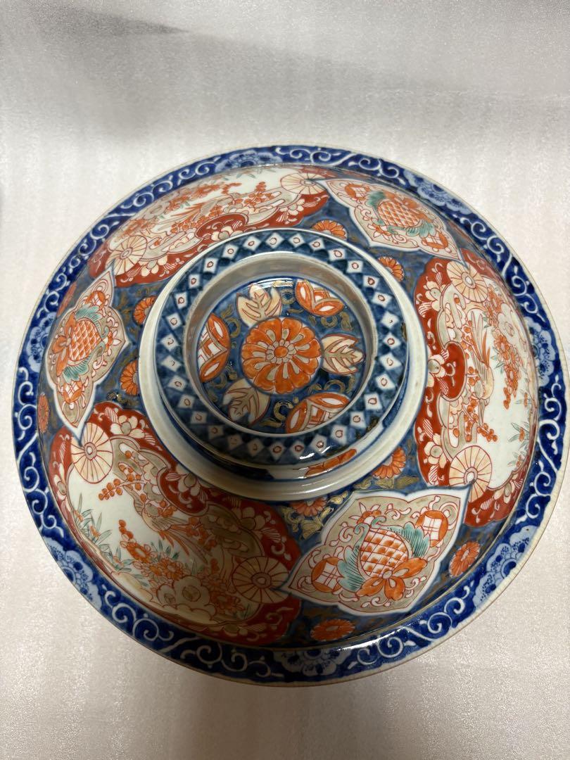 古伊万里　赤絵　金彩　蓋付き鉢　骨董　古美術　アンティーク