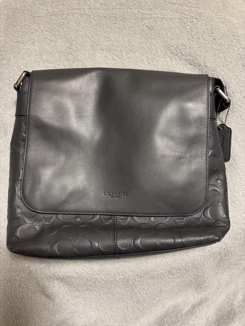 COACH ブラック 黒 レザー メッセンジャーバッグ