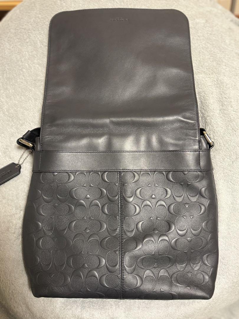 COACH ブラック 黒 レザー メッセンジャーバッグ