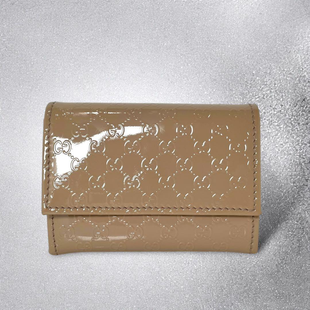 GUCCI グッチ　コインケース　カード入れ　マイクロGG パテントレザー