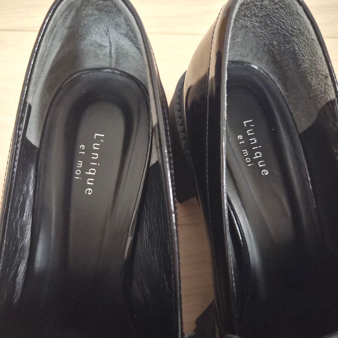 TOMORROWLAND 厚底 金具付き ブラック ローファー 本革 チャンキー TOMORROWLAND 厚底 金具付き ブラック ローファー 本革 チャンキー