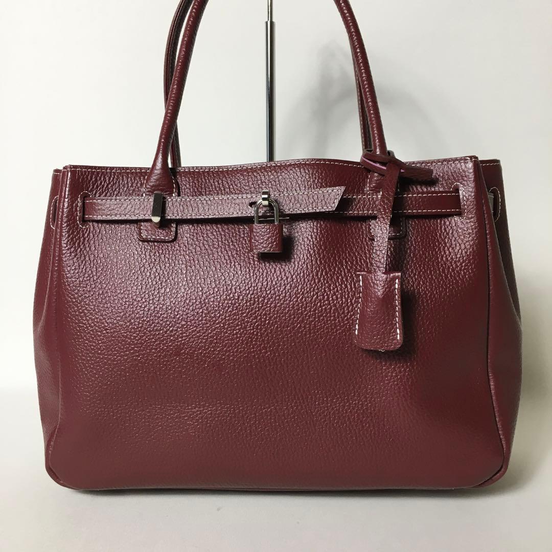2508-42｜美品｜傳濱野 ミーティア ハンドバッグ レザー ボルドー