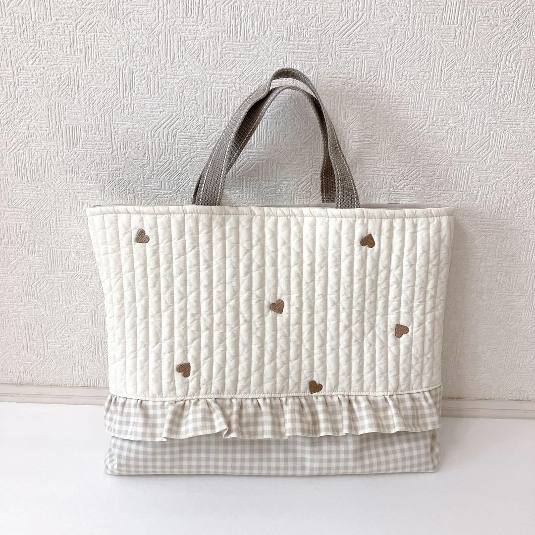 レッスンバッグ 体操服袋 ヌビ デイジー刺繍 - 手提げ・レッスン