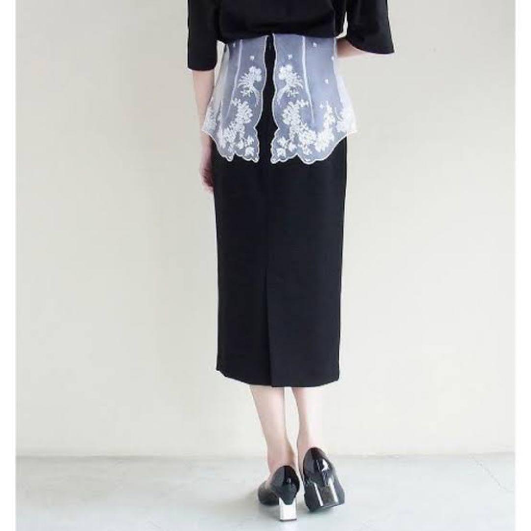 マメクロゴウチ レースペプラムスカート 18ss ブラック 画像2