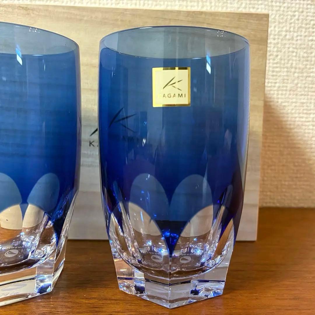 KAGAMI ロイヤルブルーペアタンブラー グラス ペア カットグラス 切子 KAGAMI ロイヤルブルーペアタンブラー グラス ペア カットグラス 切子