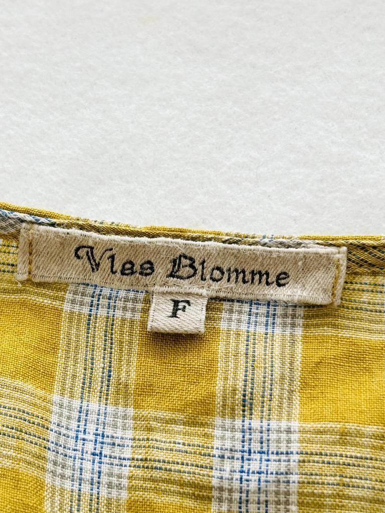 Vlas Blomme　前開きワンピース　F　マスタード　チェック柄　55446