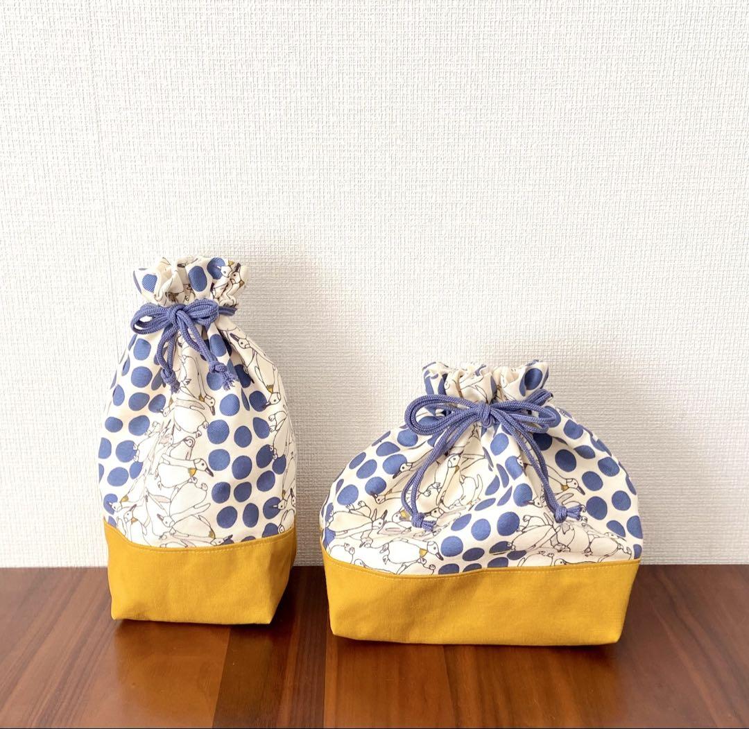 ペンギン×水玉　ハンドメイド　レッスンバッグ　入園入学5点セット　男の子　女の子