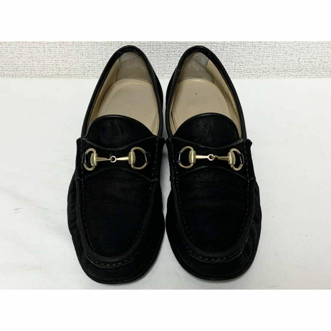 美品 グッチ 0255 ホースビット スエード ローファー ドレス