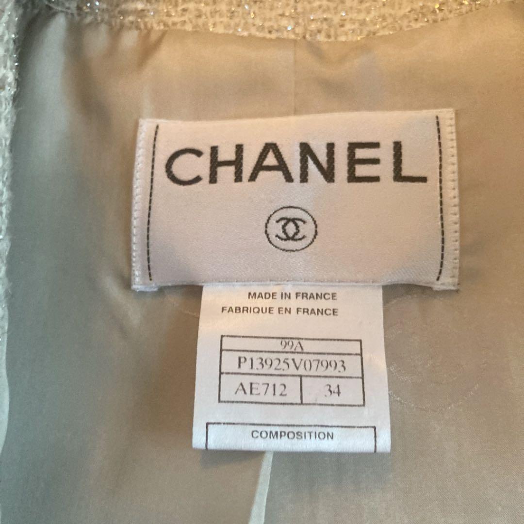 人気定番人気 CHANELシャネルシルバーラメジャケット 34 a9CTA-m26500070590 国産新作