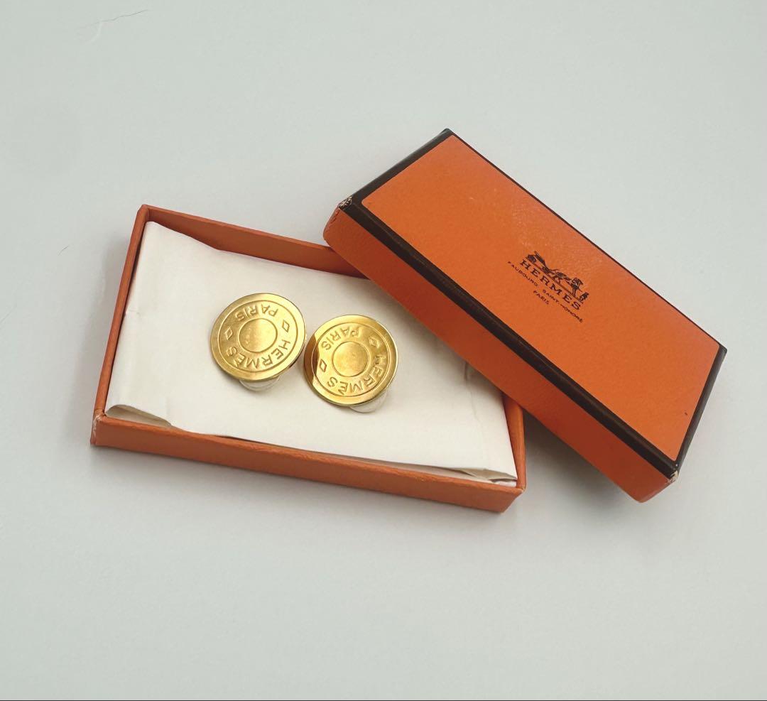箱付　HERMES エルメス　セリエ　ゴールド　イヤリング　ロゴ　両耳