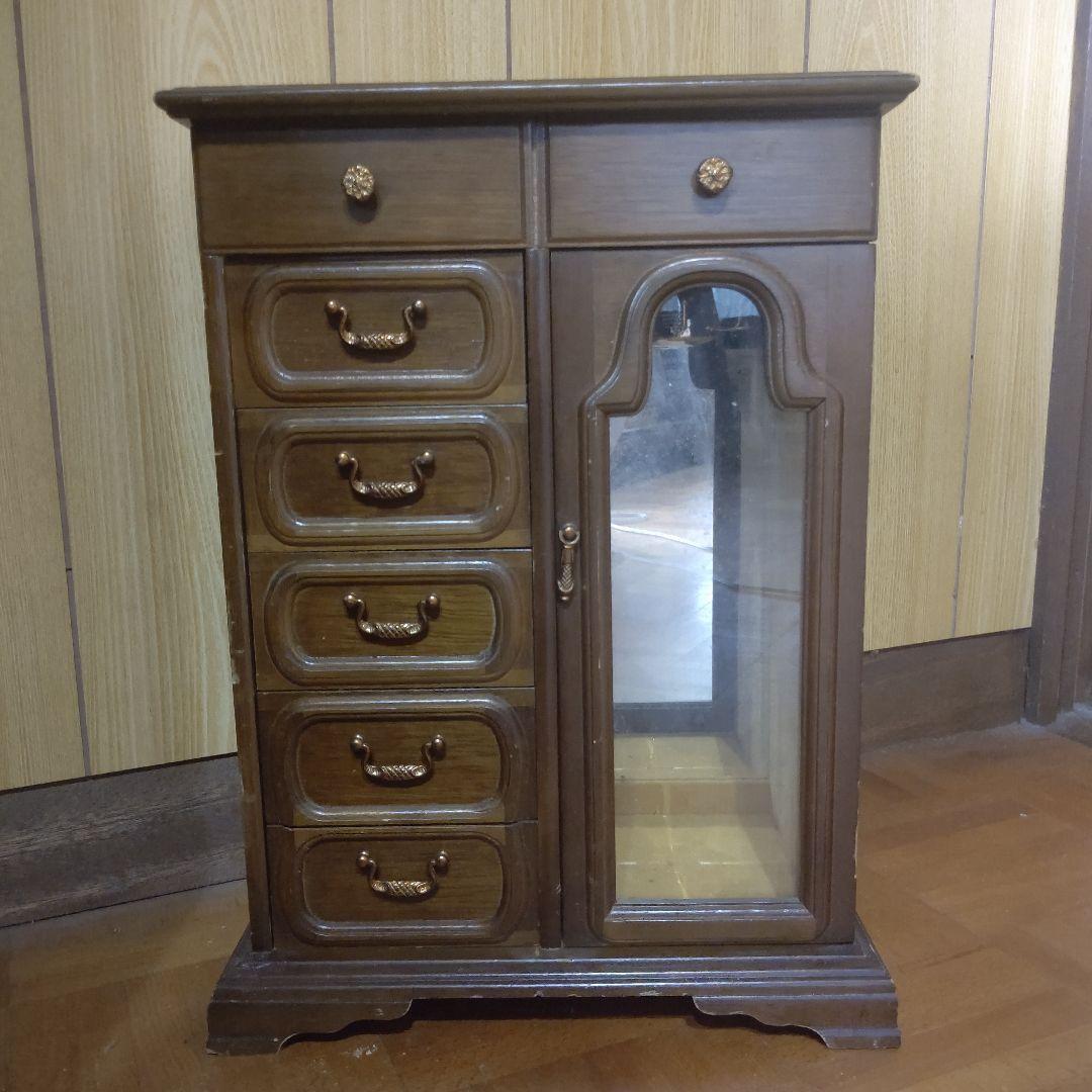 木製ドレッサー ミラー付き 小物入れ収納