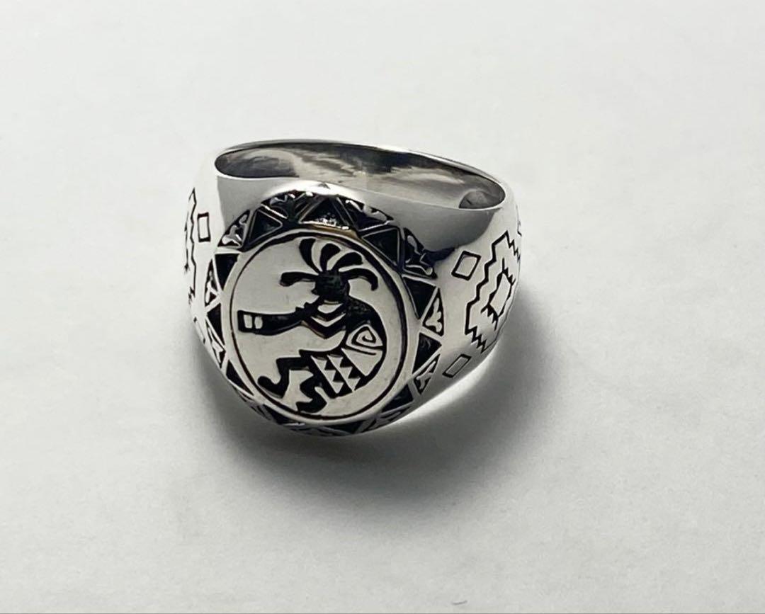 ココペリ精霊ホピ族SILVER925スターリングシルバー925リング18号てBピ