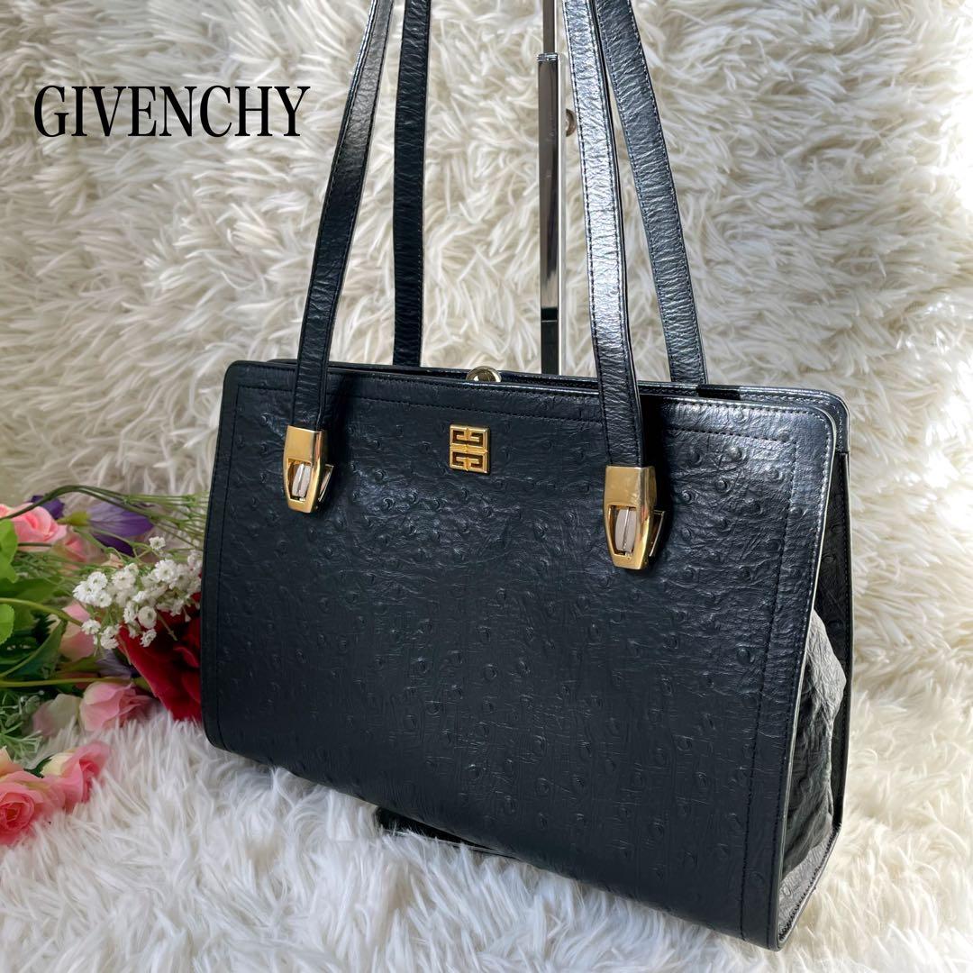 GIVENCHYジバンシーブラックフォーマルハンドバッグゴールドロゴ 肩掛けGivenchy