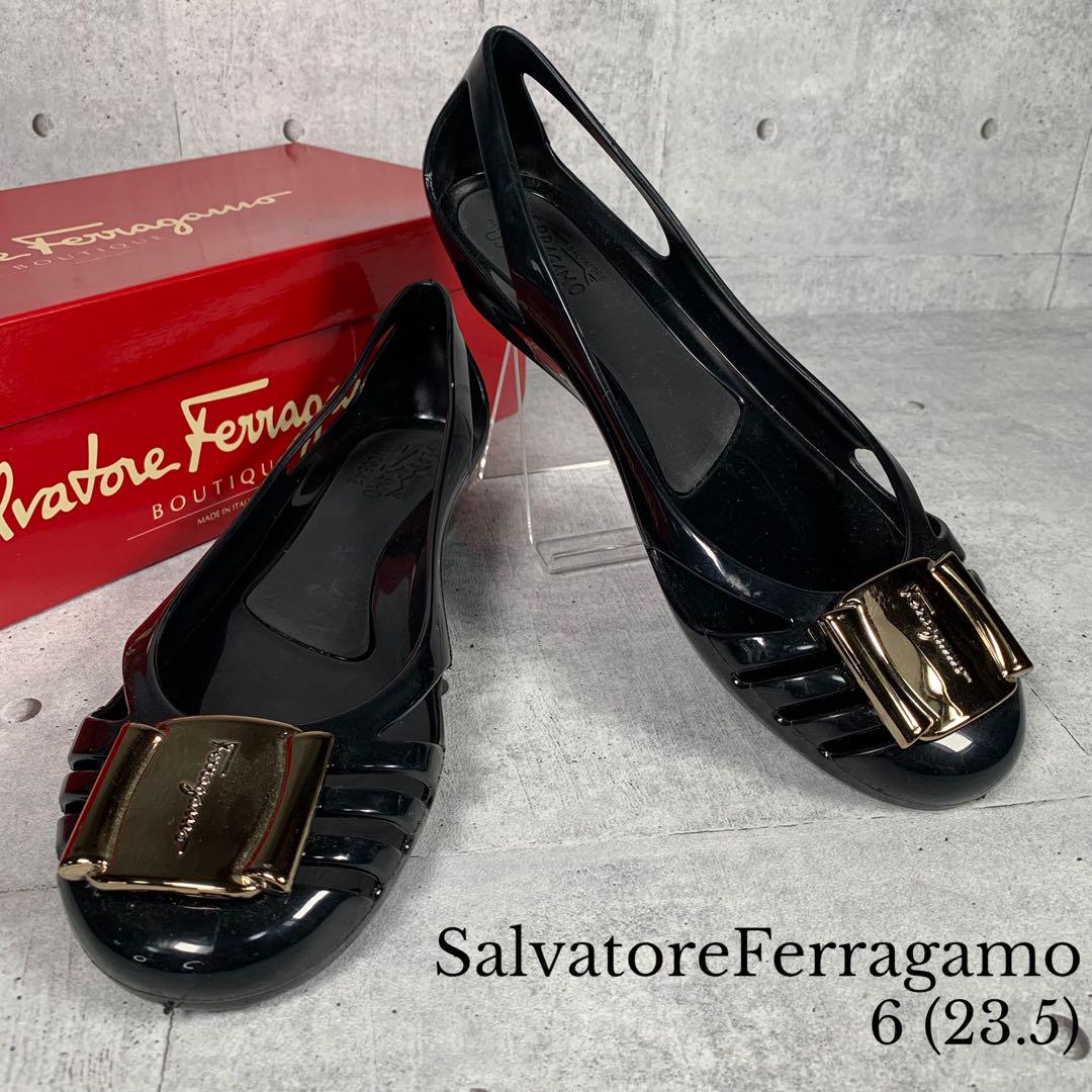 フェラガモ ラバーシューズ レディース Salvatore Ferragamo BERMUDA 正規品 ぺたんこ サンダル パンプス ブラック 黒  サイズ 22cm 25cm 26cm