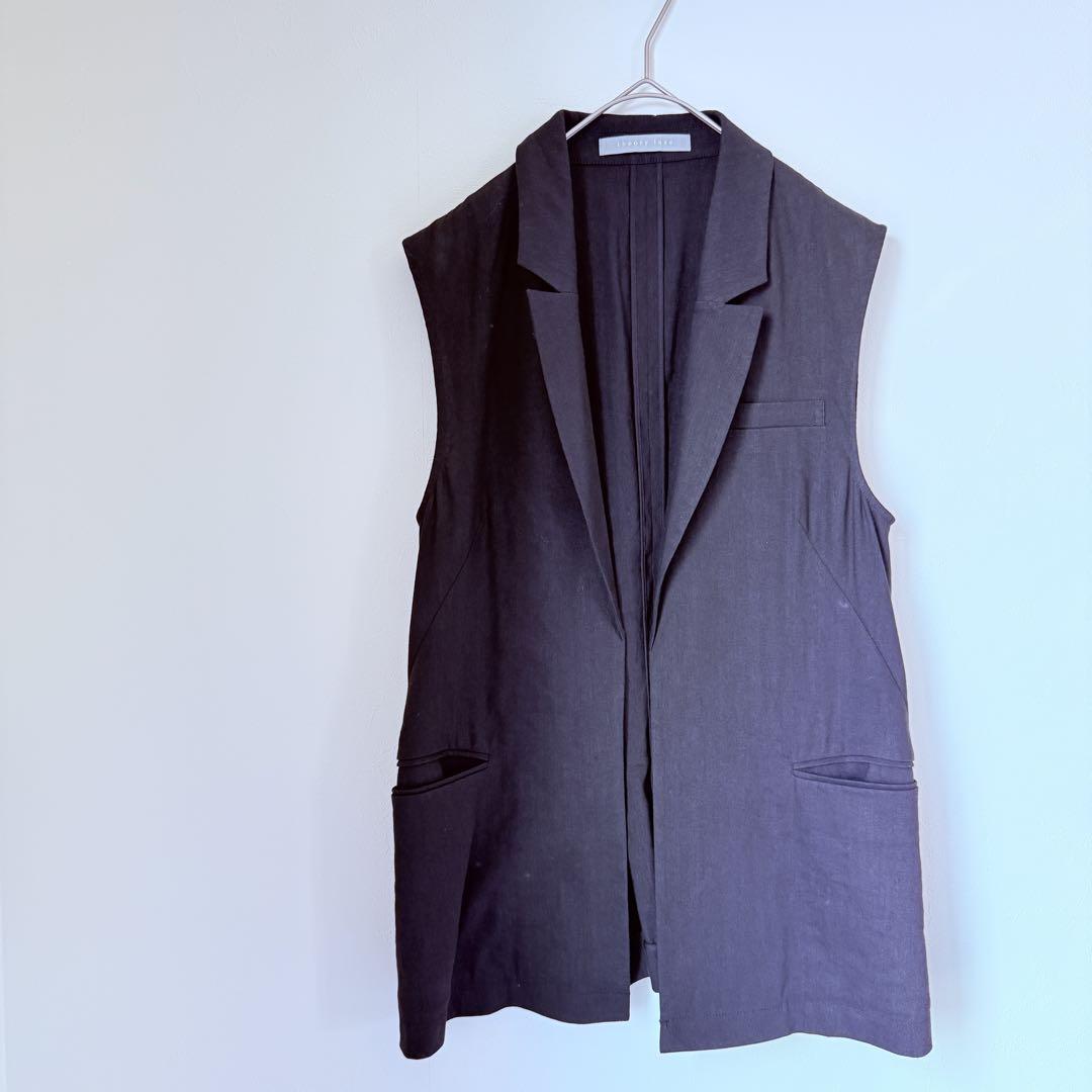 theory luxe/リネンジレベスト/38/ブラック050トップス