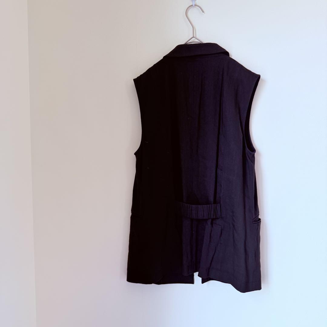 theory luxe/リネンジレベスト/38/ブラック050