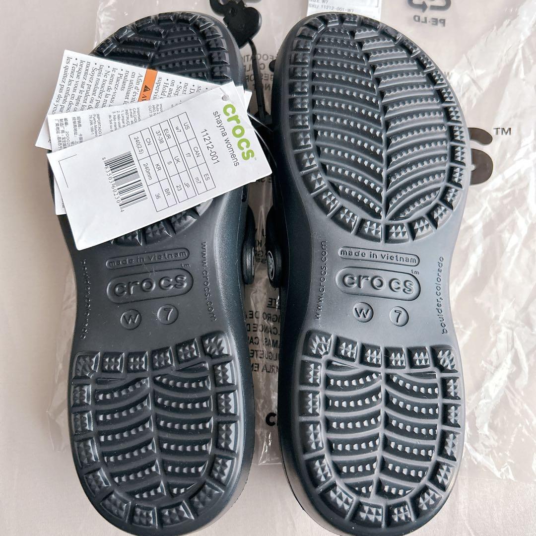 新品】クロックス サンダル シャイナ ブラック 23cm w7 crocs