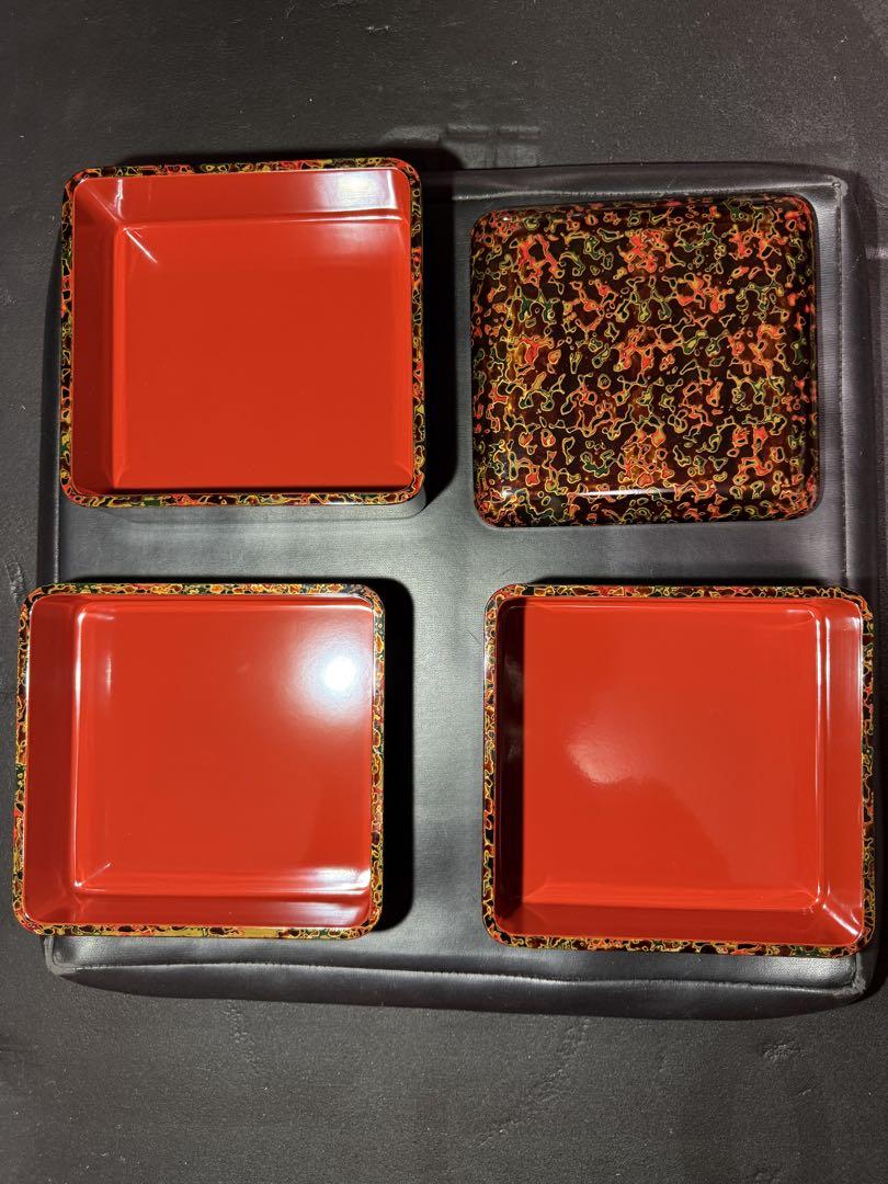 新品　高級　津軽塗り　重箱　3段　(天然木) 漆器