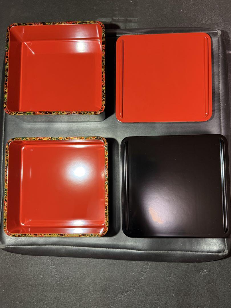 新品　高級　津軽塗り　重箱　3段　(天然木) 漆器