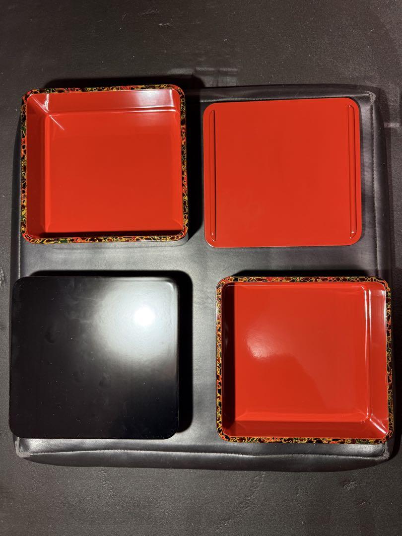 新品　高級　津軽塗り　重箱　3段　(天然木) 漆器
