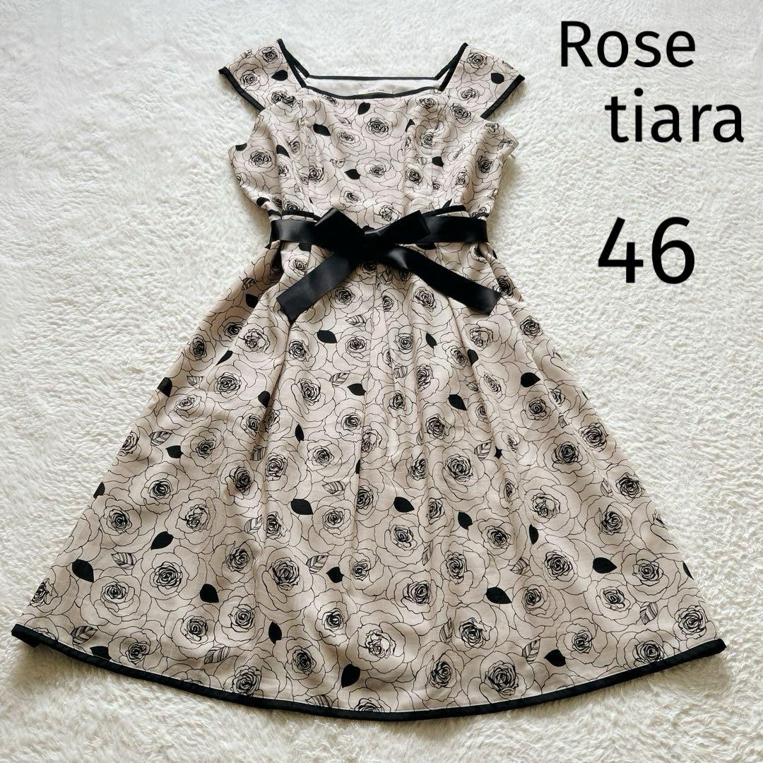新品未使用☆★ローズティアラ 46 ワンピース 花柄★☆タグ付き ローズティアラ 花柄ロングワンピース バラ ローズ ピンク