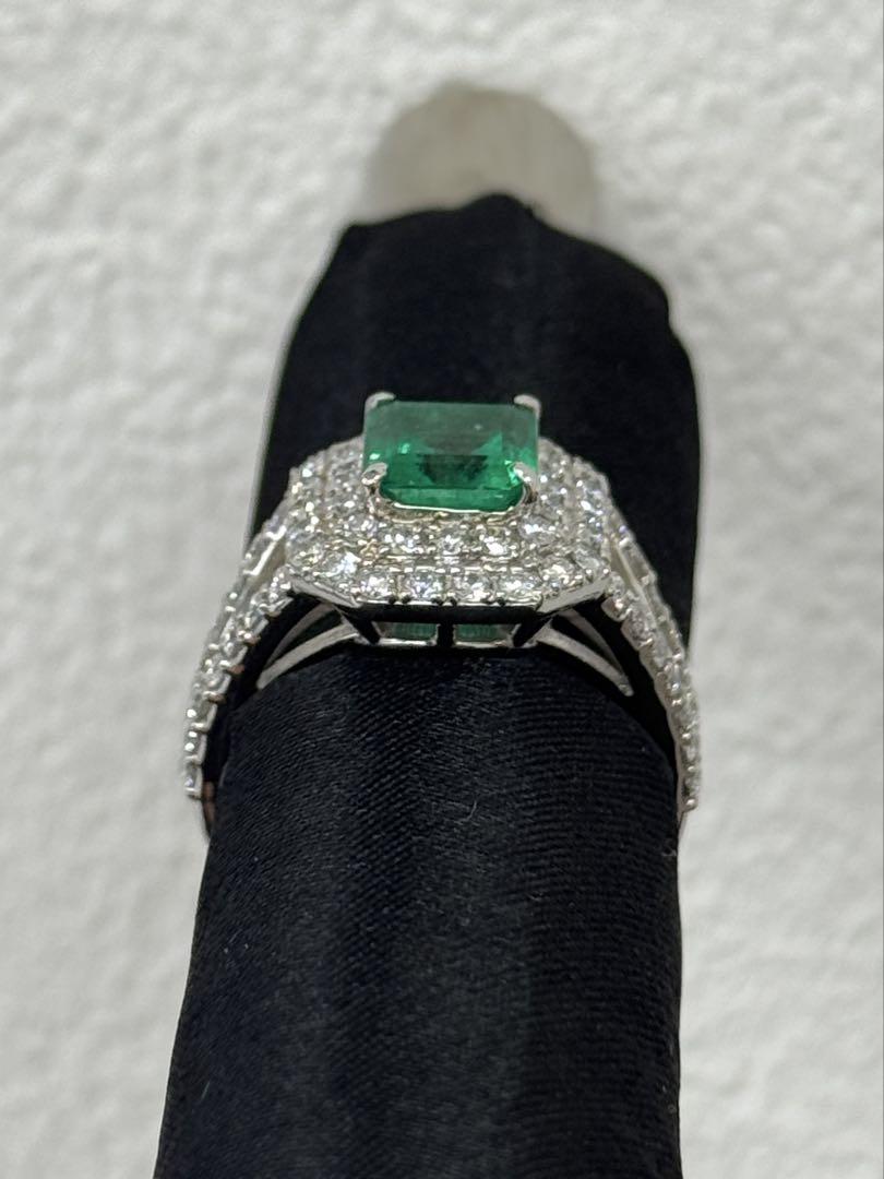 ★1.64ct★✨エメラルド1.05ctダイヤモンドプラチナリング指輪
