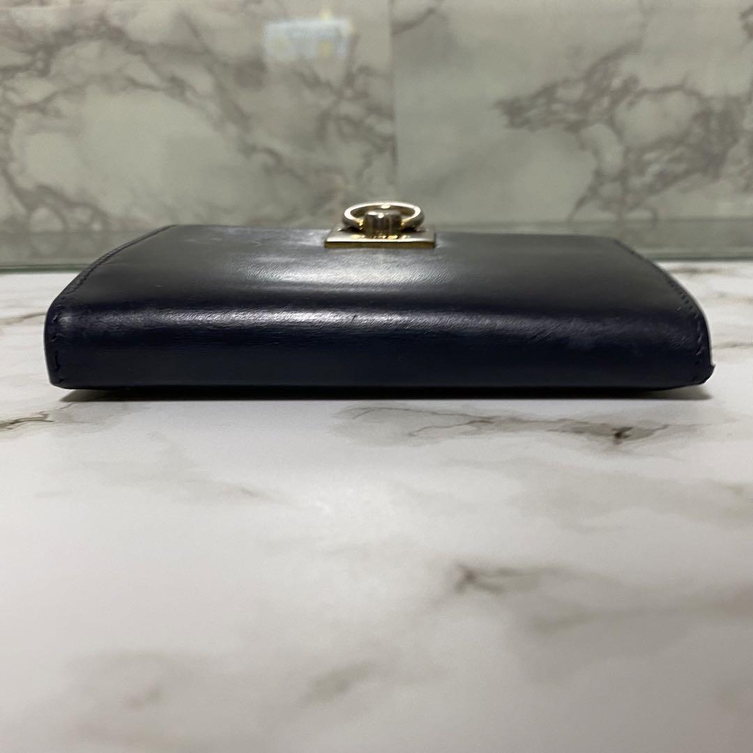 特価商品  セリーヌ CELINE 三つ折財布 金具 コンパクト ガンチーニ ネイビー 小物