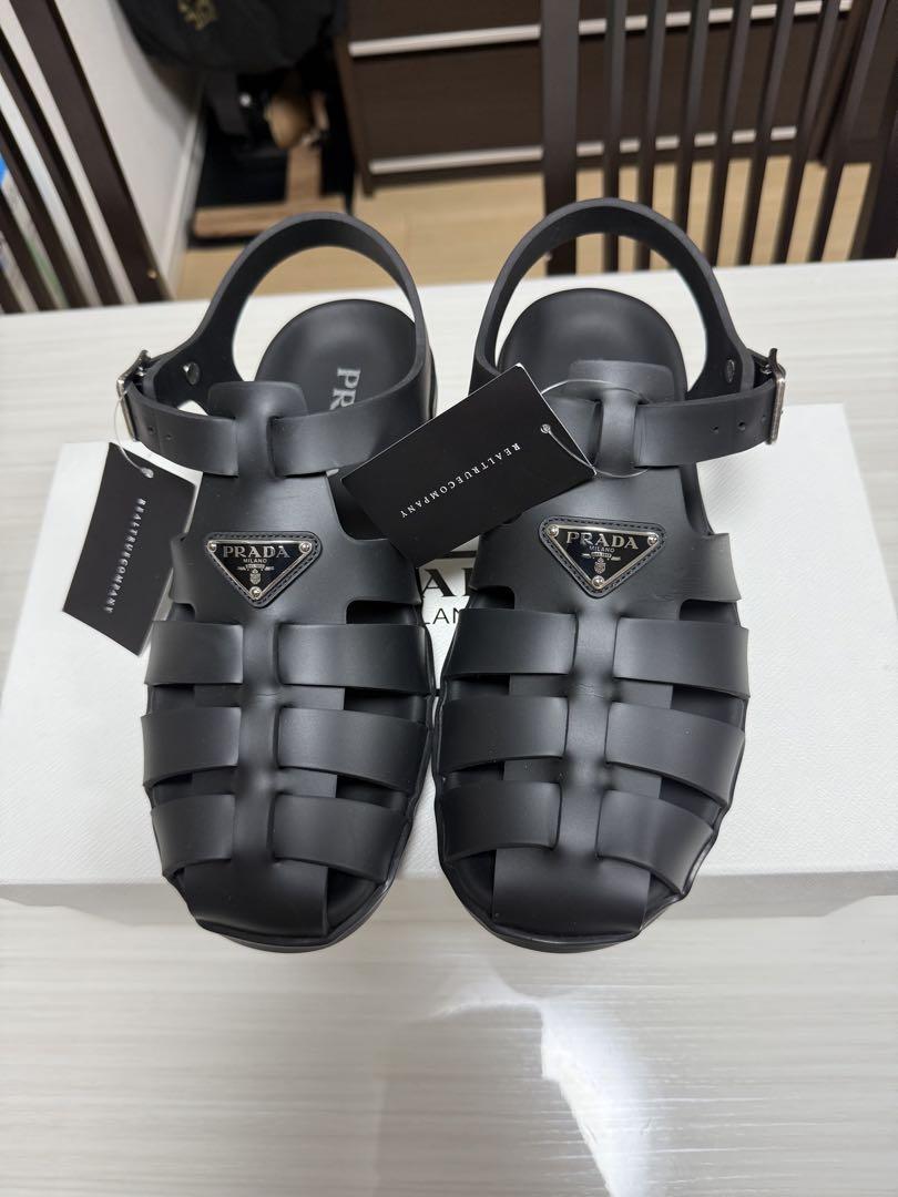 新品 PRADA トライアングル ロゴ フィッシャーマン ラバーサンダル プラダ