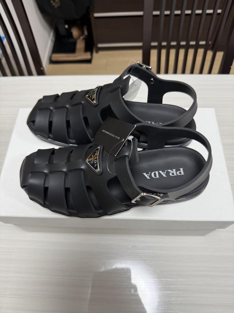 新品 PRADA トライアングル ロゴ フィッシャーマン ラバーサンダル プラダ
