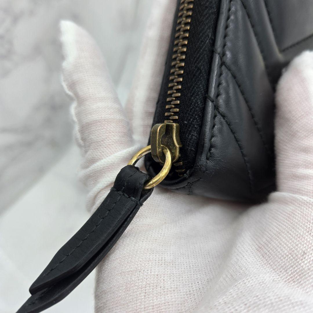 【人気】 GUCCI グッチ 長財布 財布 GG マーモント キルティング 黒