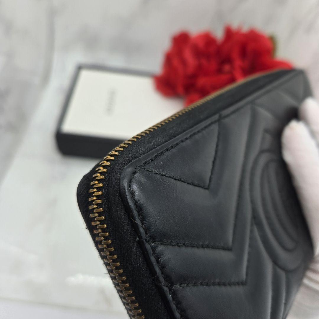 【人気】 GUCCI グッチ 長財布 財布 GG マーモント キルティング 黒