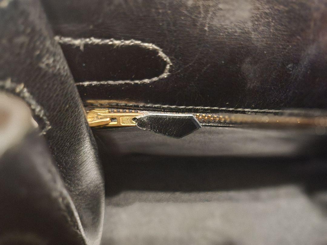 HERMES ブラックレザー ハンドバッグ