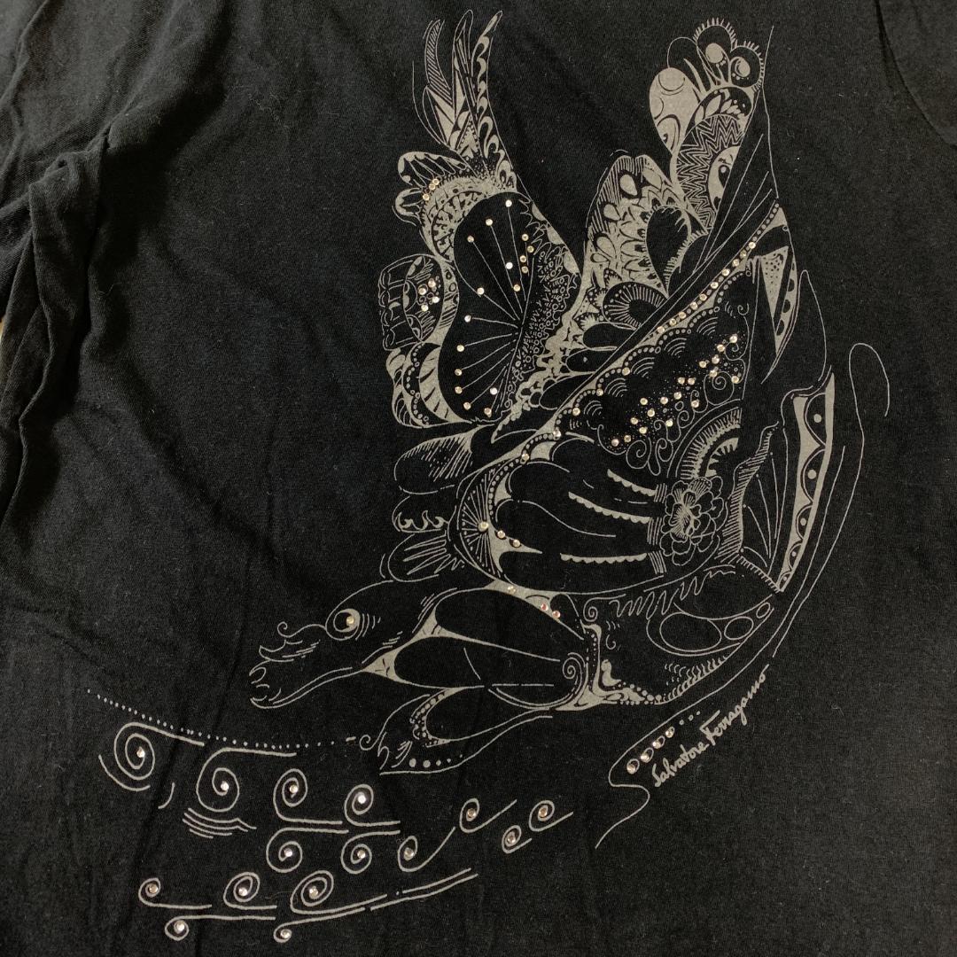 LA6133 サルヴァトーレフェラガモ 半袖 プリント Tシャツ ブラック M