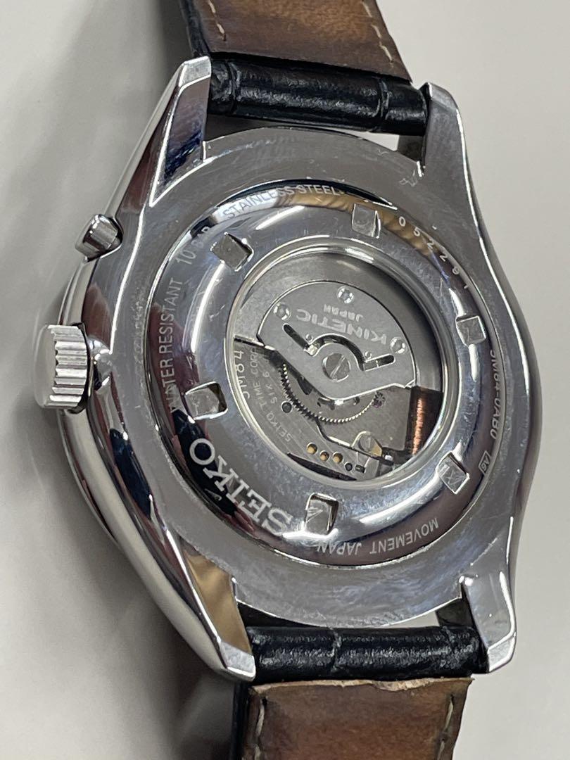 SEIKO Kinetic 時計 クリームホワイト　針　ブルー