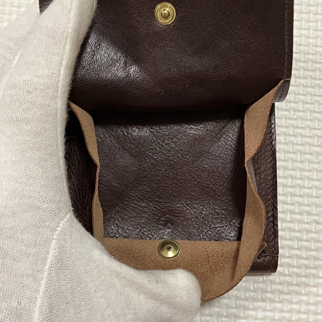 未使用 IL BISONTE レザー三つ折り財布 濃茶 チョコ ミニ財布