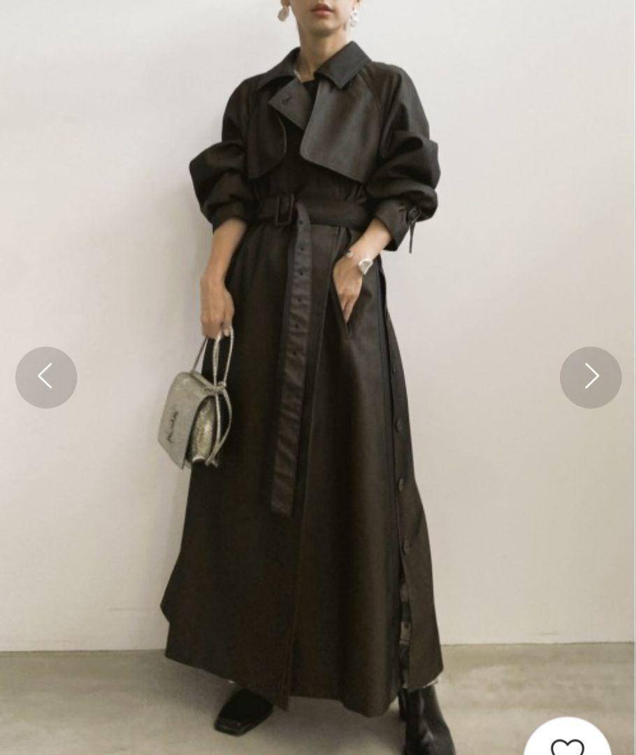 AMERI　MINIMAL FLARE LONG TRENCH COAT