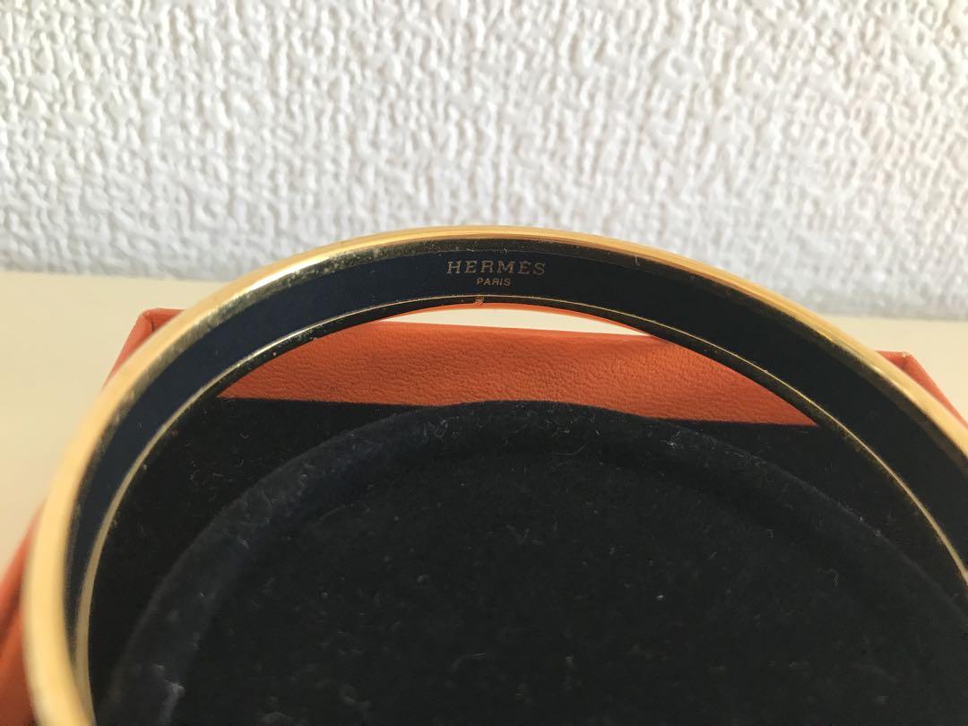 【美品・箱付き】HERMÈS エマイユ バングル ブレスレット ゴールド×赤×黒