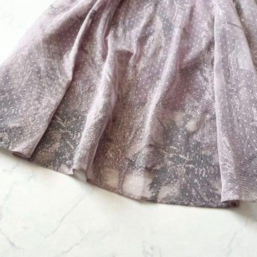 薄紫レースバックオープンドレス およばれ 薄紫レースバックオープンドレス およばれ