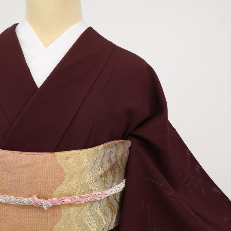 夏着物＊色無地 絽 背紋有 略礼装 あずき色 正絹 お茶会や結婚式